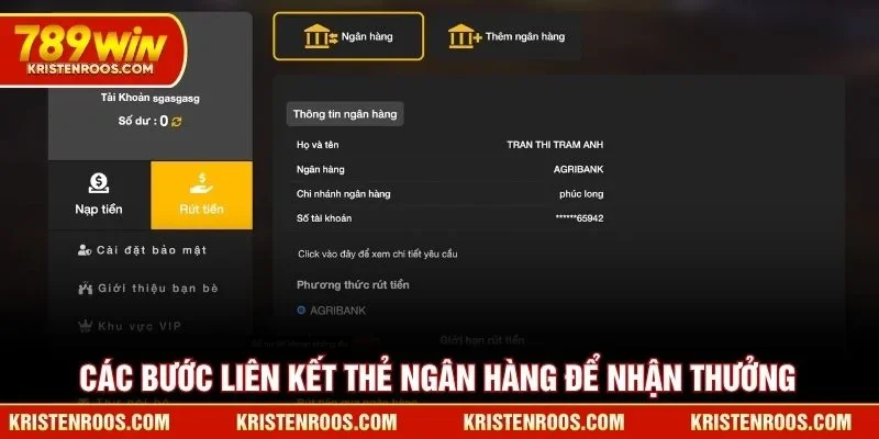 Các bước liên kết thẻ ngân hàng để nhận thưởng 789WIN